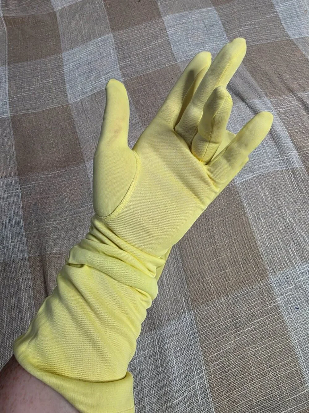 Vintage Cottage Princess Coquette Preppy Girly Femi Butter Yellow Finger Gloves